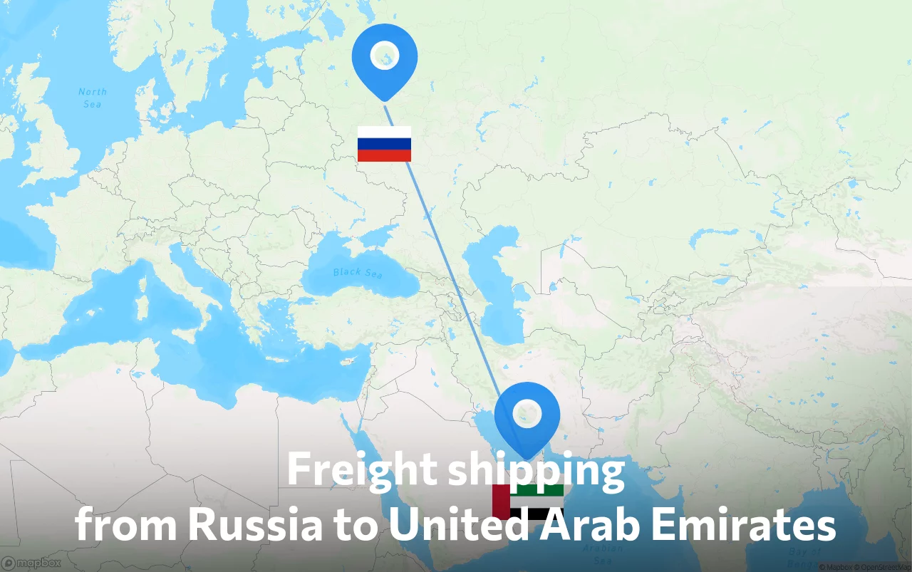 Shipping route from Russia to United Arab Emirates