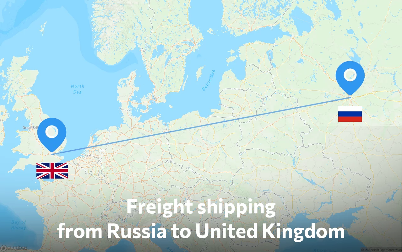 Shipping route from Russia to United Kingdom