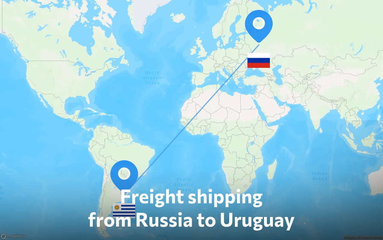 Shipping route from Russia to Uruguay