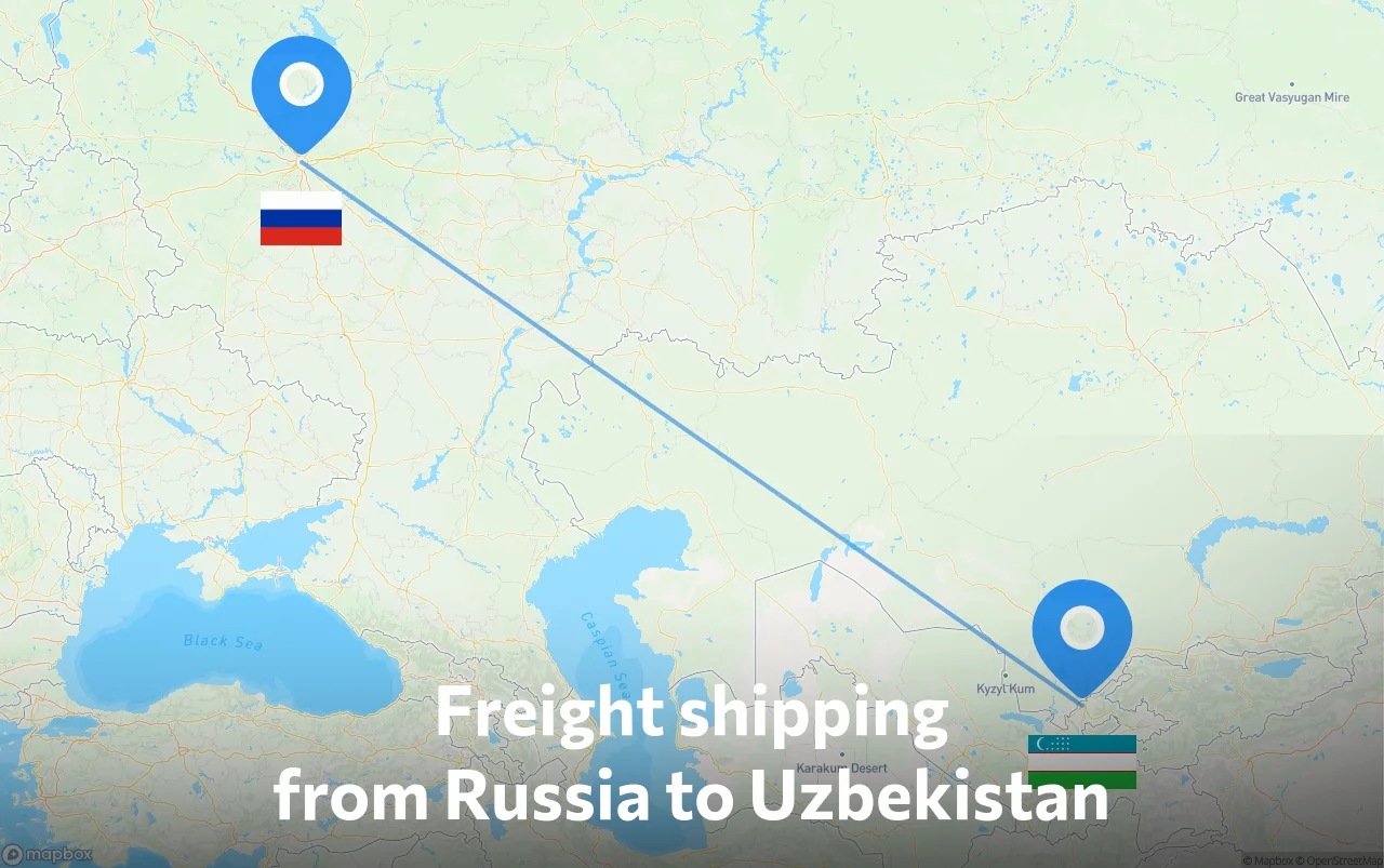 Shipping route from Russia to Uzbekistan