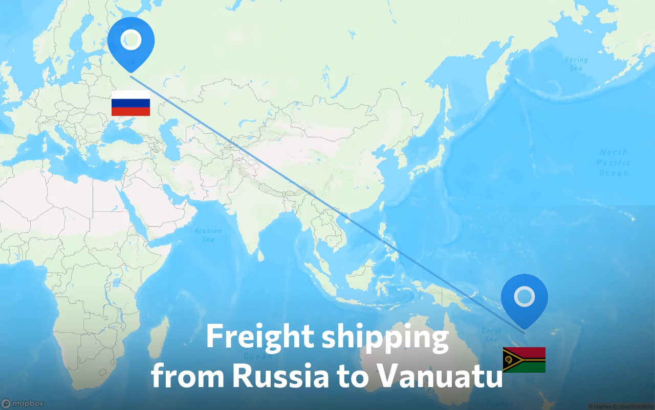 Shipping route from Russia to Vanuatu