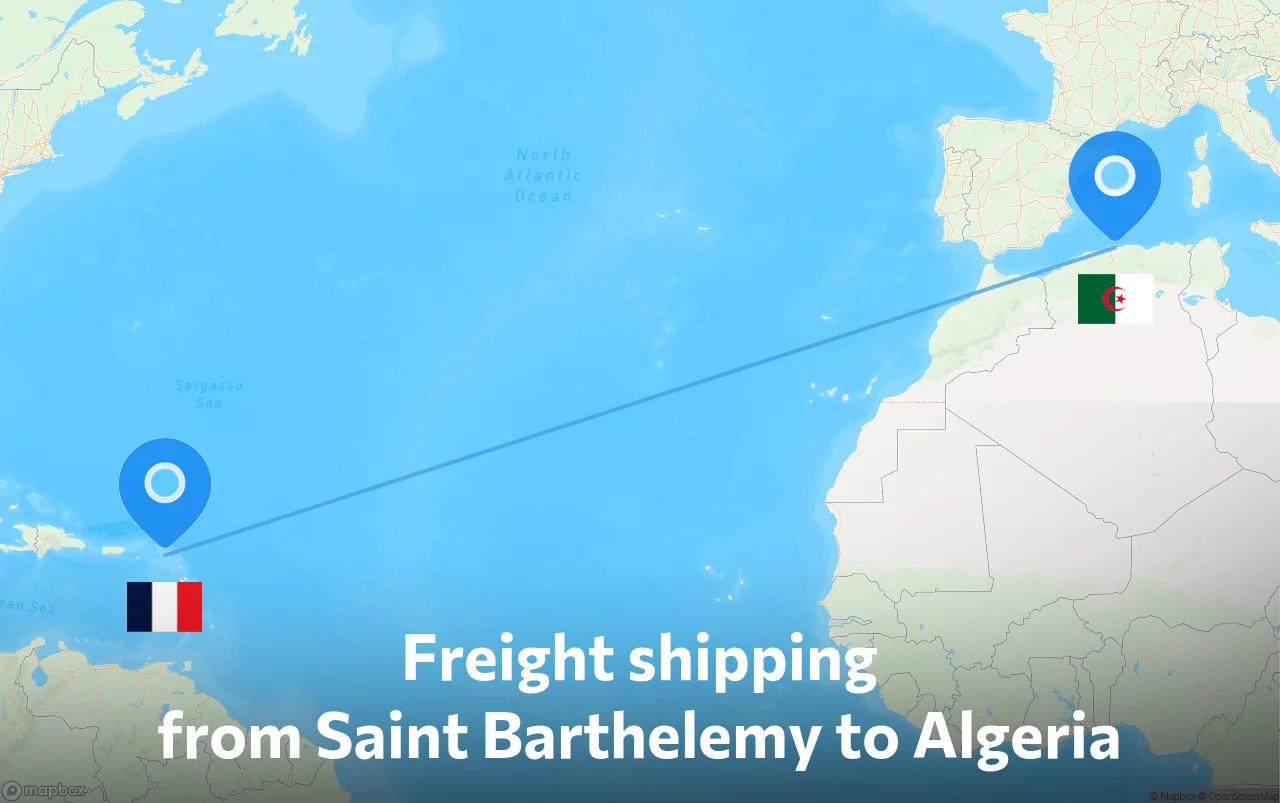 Shipping route from Saint Barthelemy to Algeria