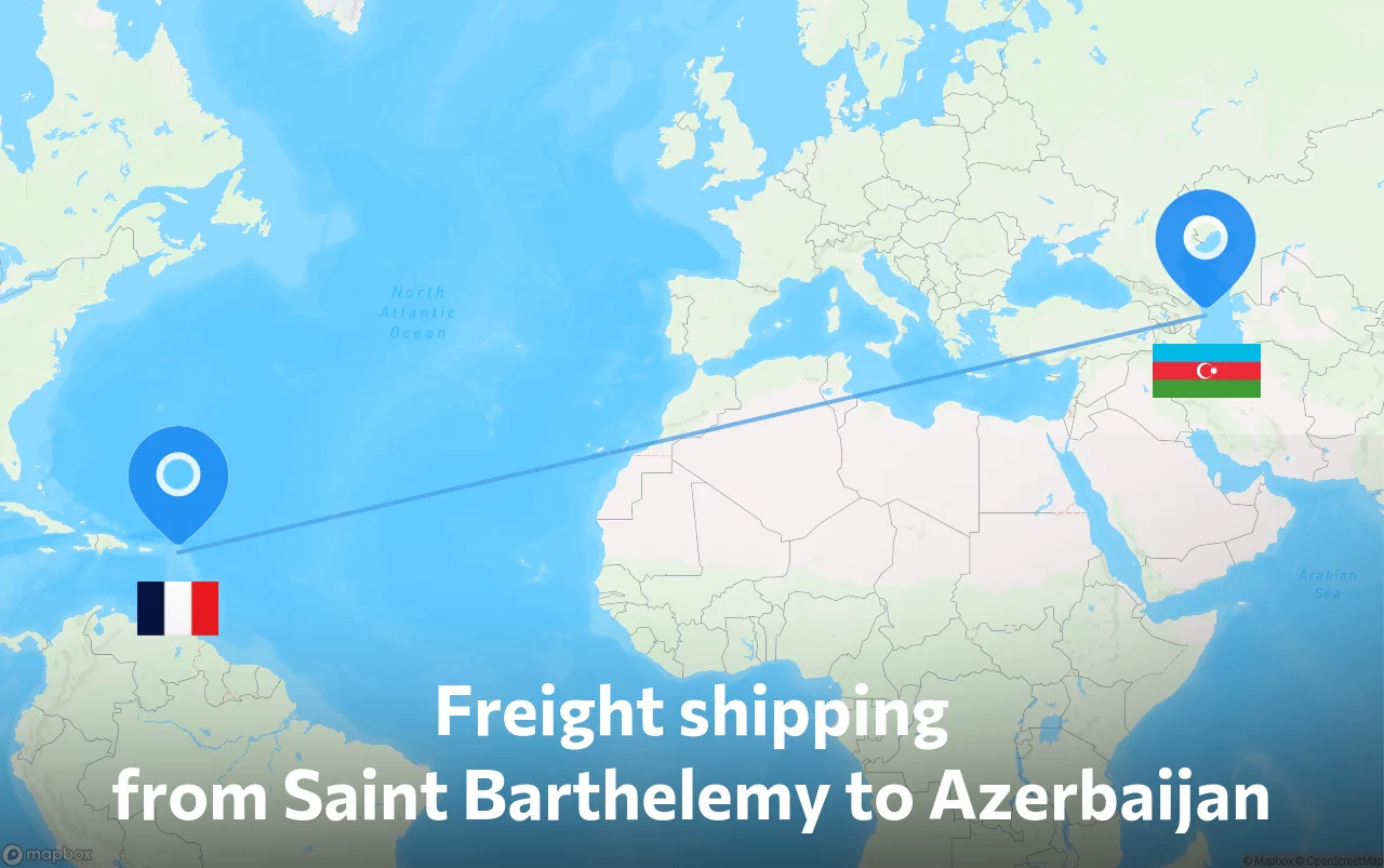 Shipping route from Saint Barthelemy to Azerbaijan