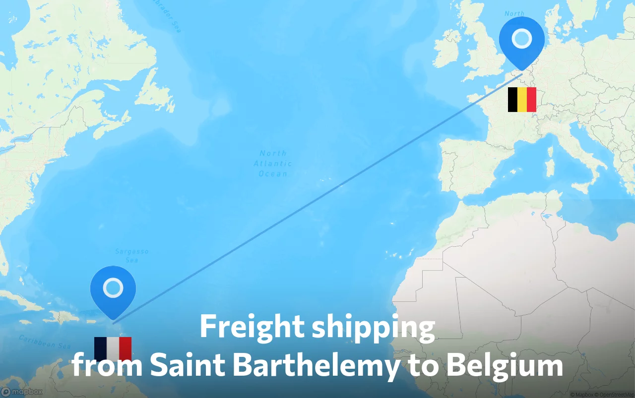 Shipping route from Saint Barthelemy to Belgium