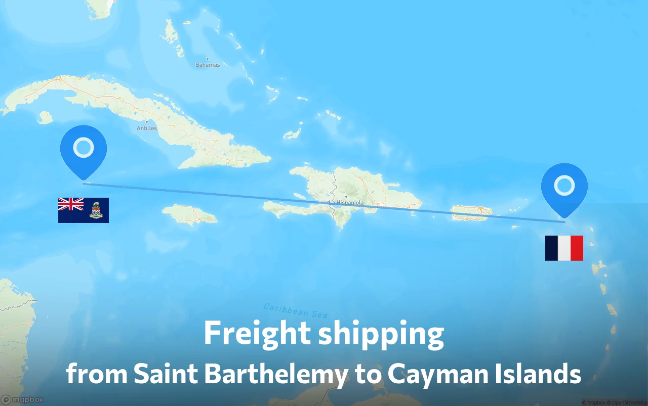 Shipping route from Saint Barthelemy to Cayman Islands