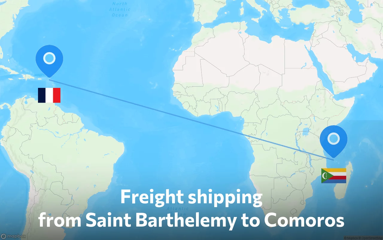 Shipping route from Saint Barthelemy to Comoros