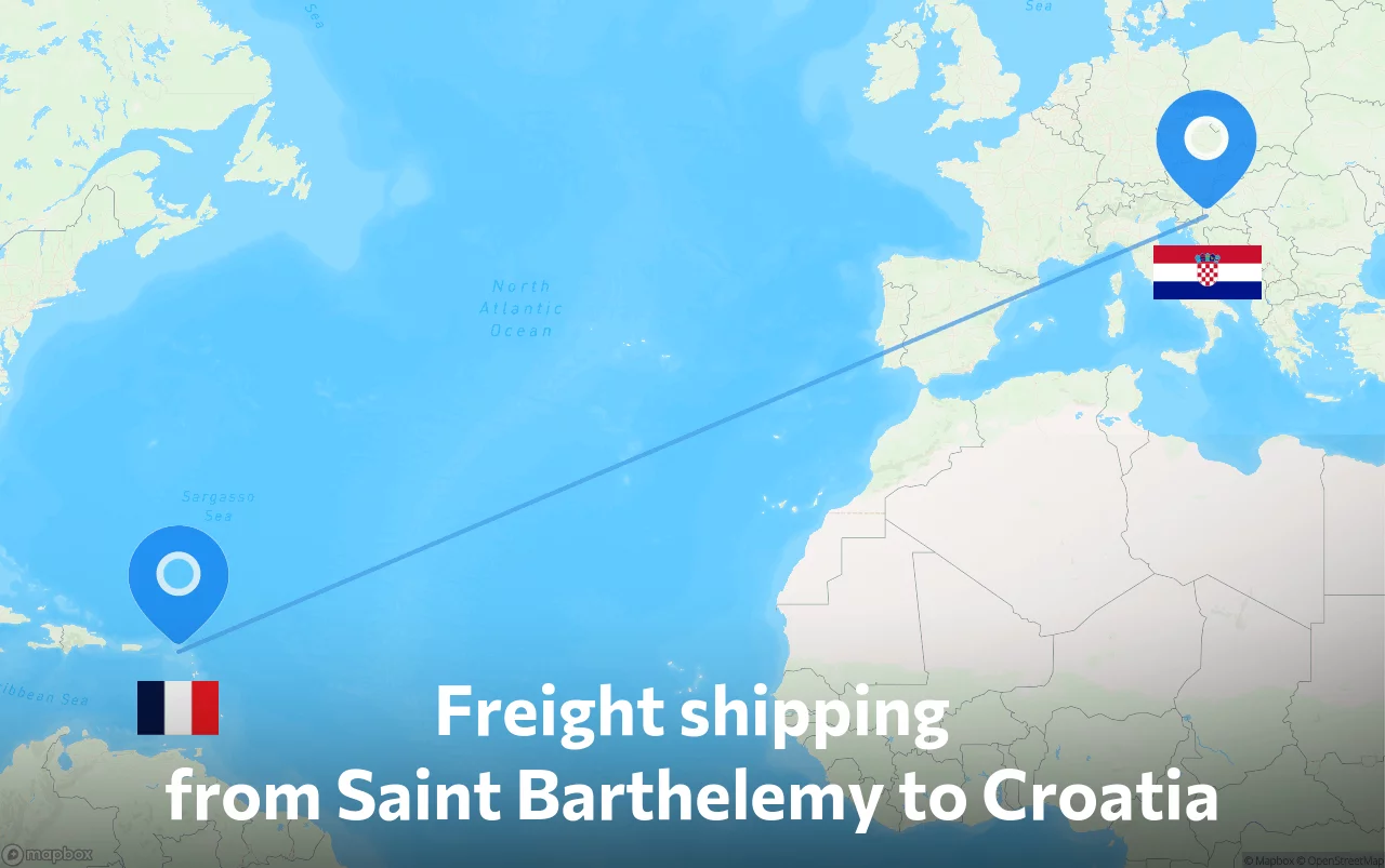 Shipping route from Saint Barthelemy to Croatia