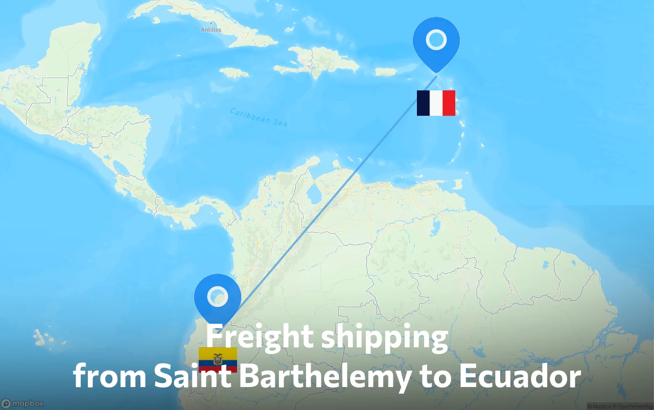Shipping route from Saint Barthelemy to Ecuador