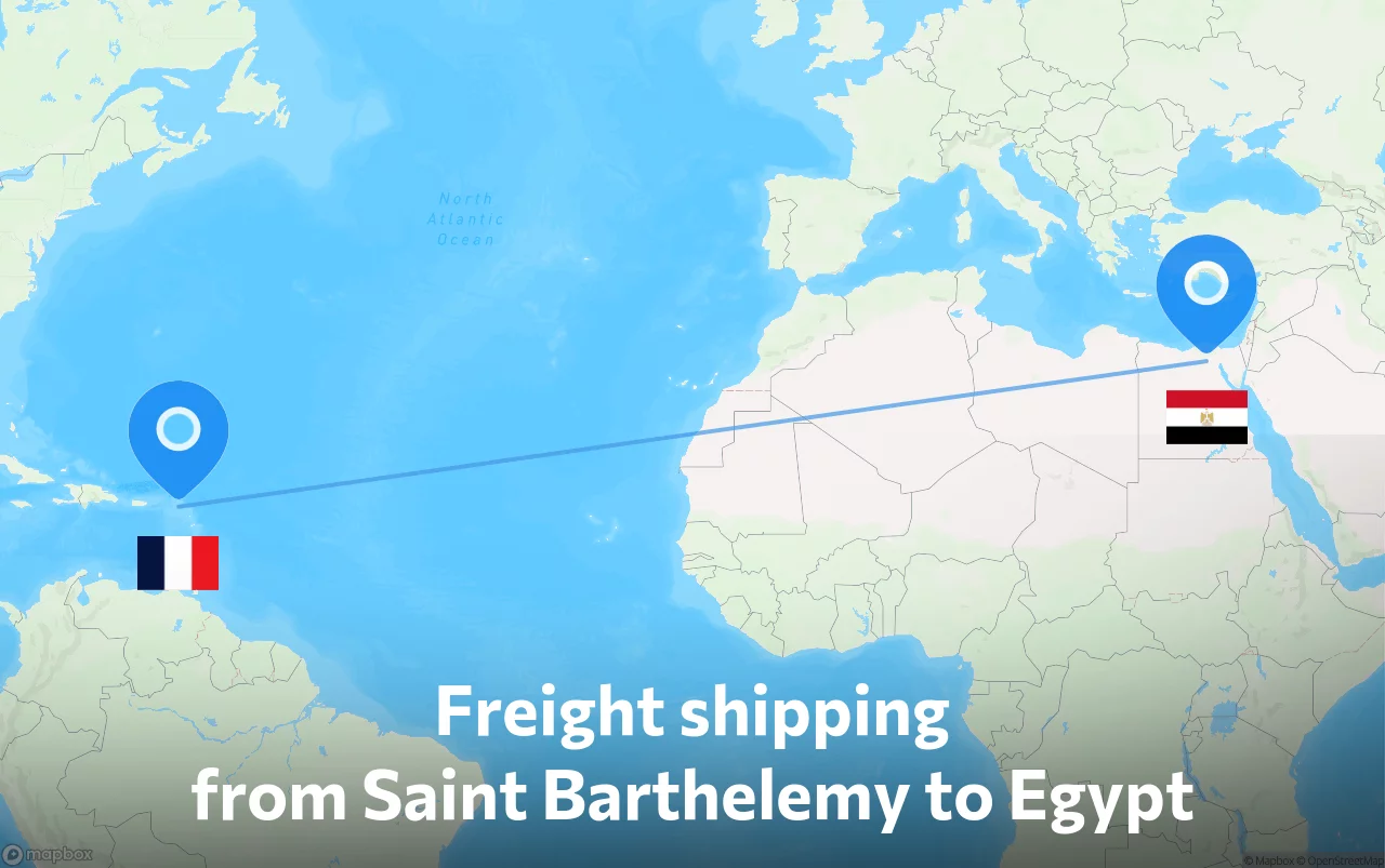 Shipping route from Saint Barthelemy to Egypt