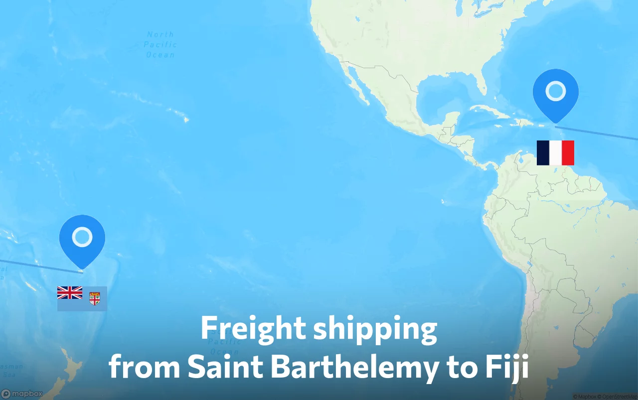 Shipping route from Saint Barthelemy to Fiji