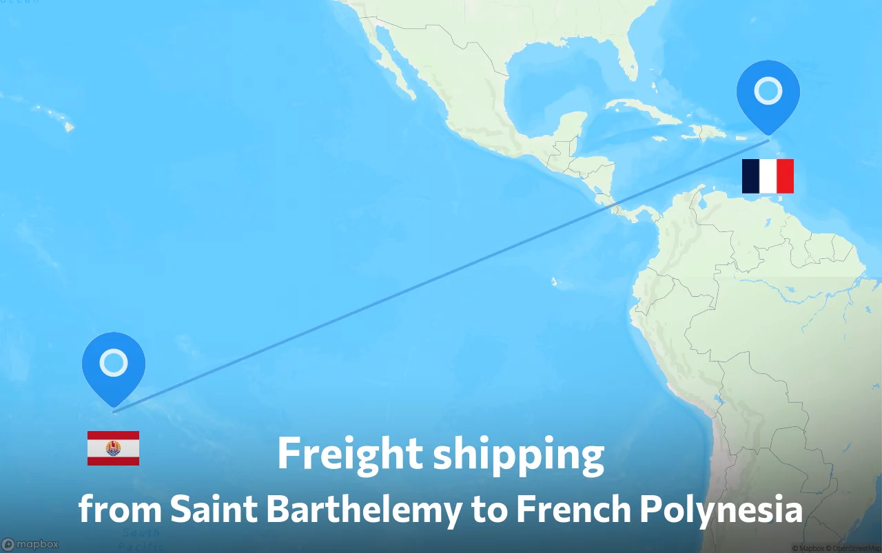 Shipping route from Saint Barthelemy to French Polynesia