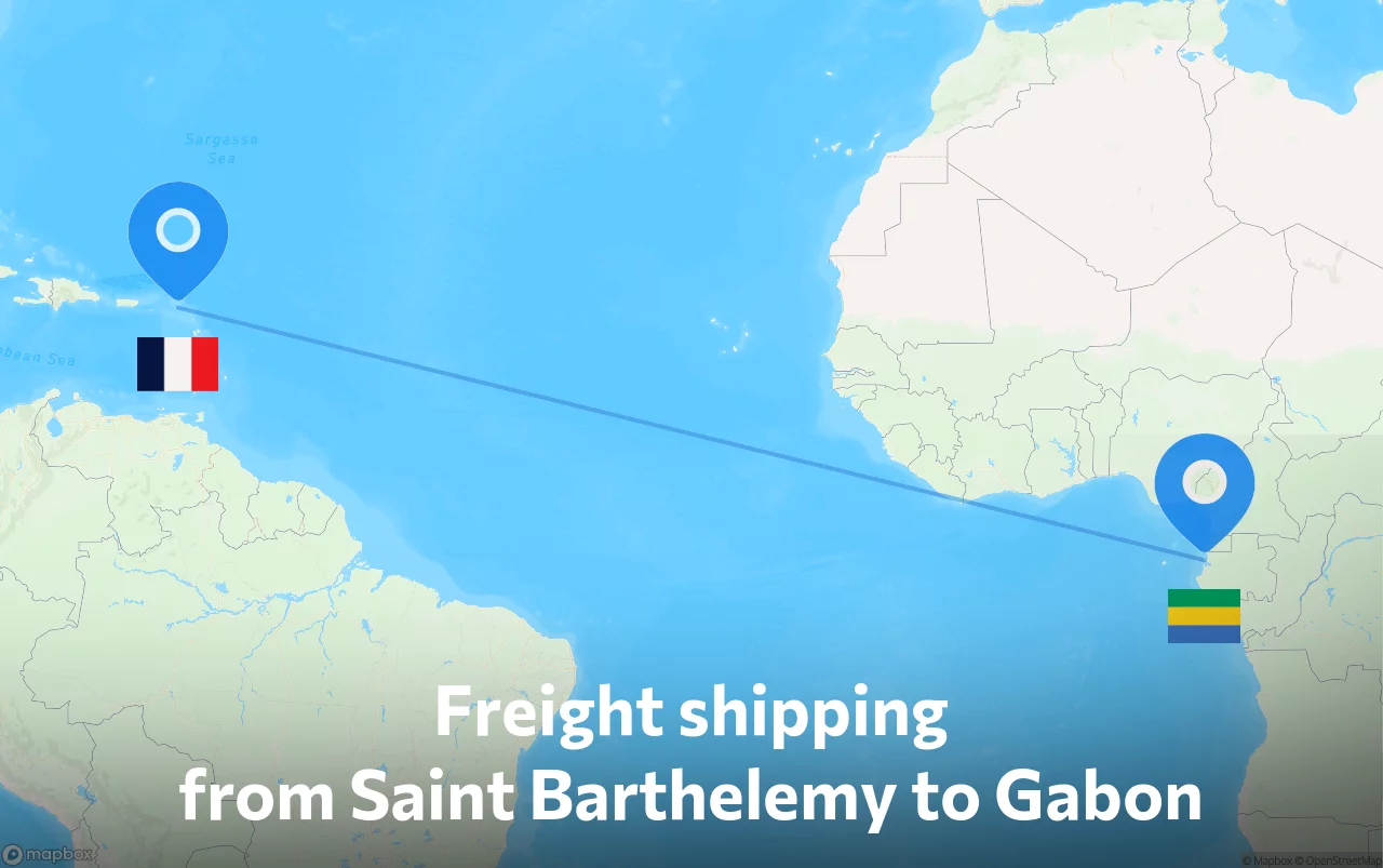 Shipping route from Saint Barthelemy to Gabon