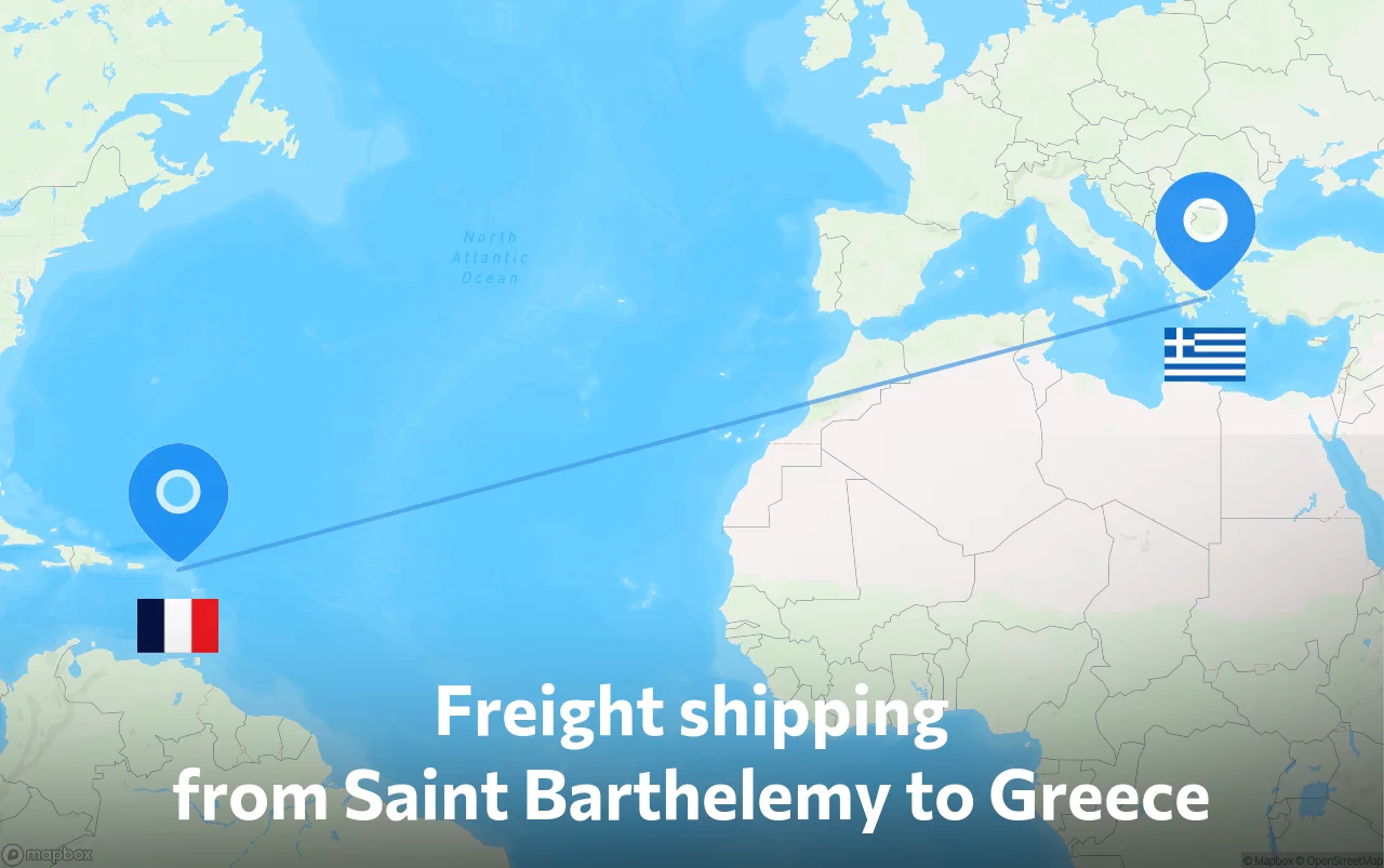Shipping route from Saint Barthelemy to Greece