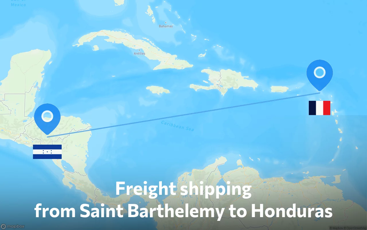 Shipping route from Saint Barthelemy to Honduras