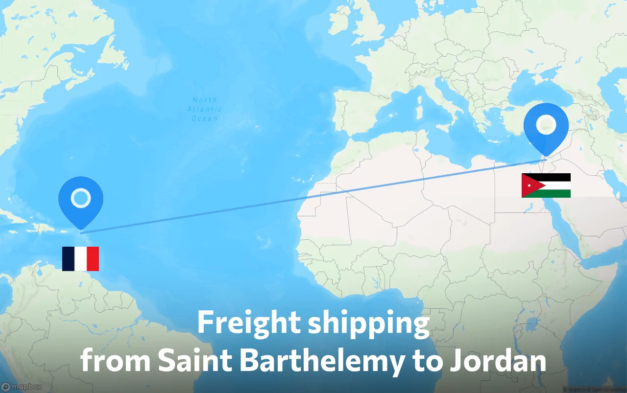 Shipping route from Saint Barthelemy to Jordan