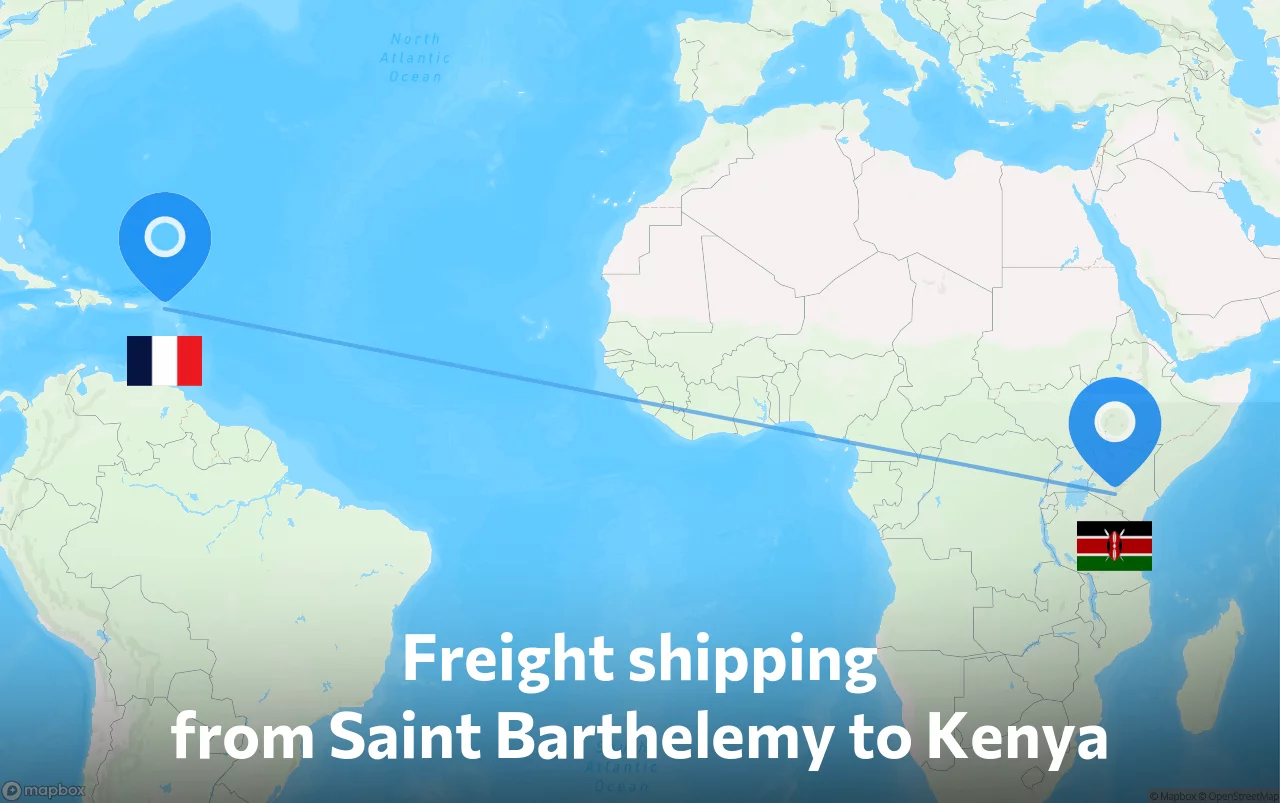 Shipping route from Saint Barthelemy to Kenya