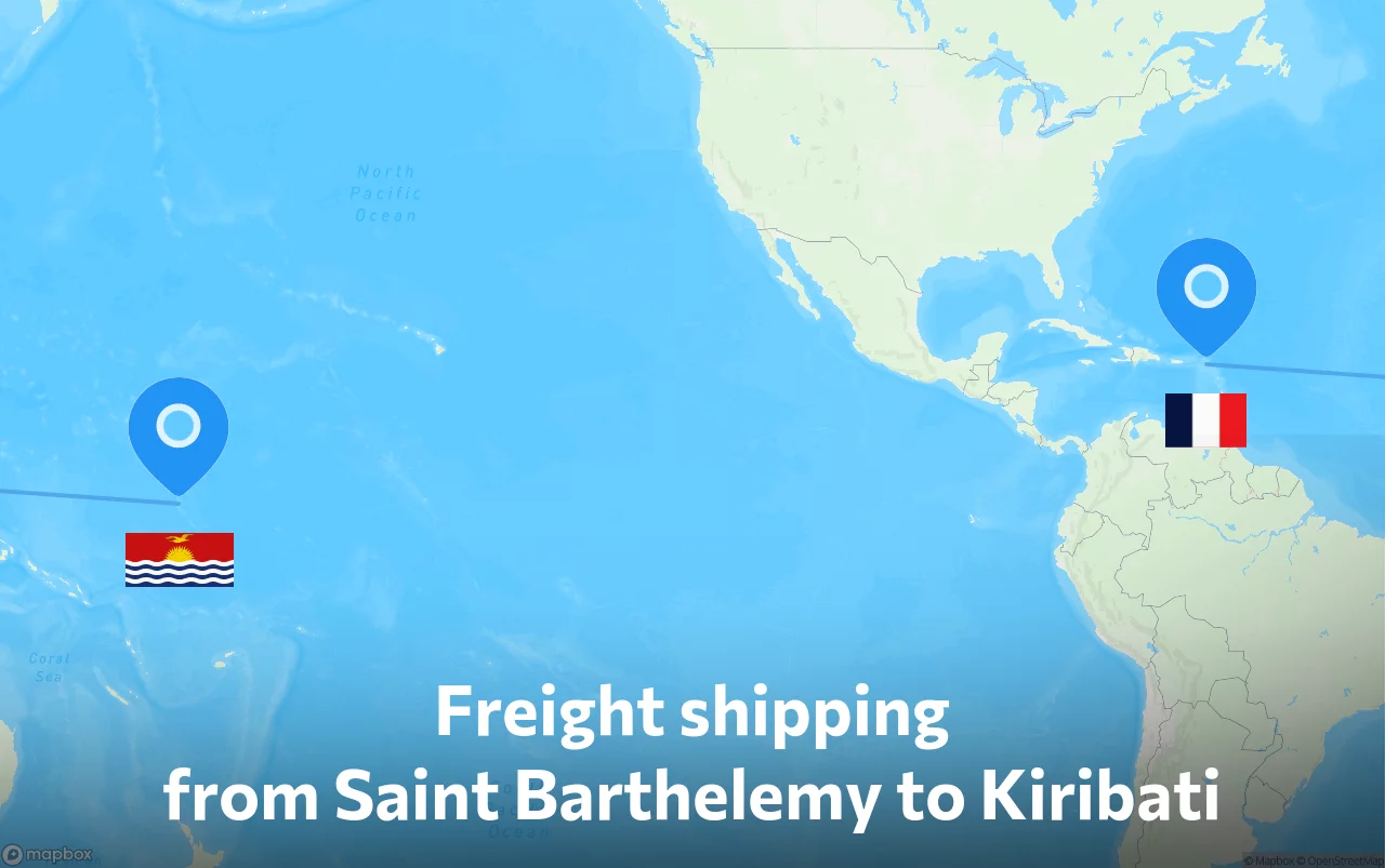 Shipping route from Saint Barthelemy to Kiribati