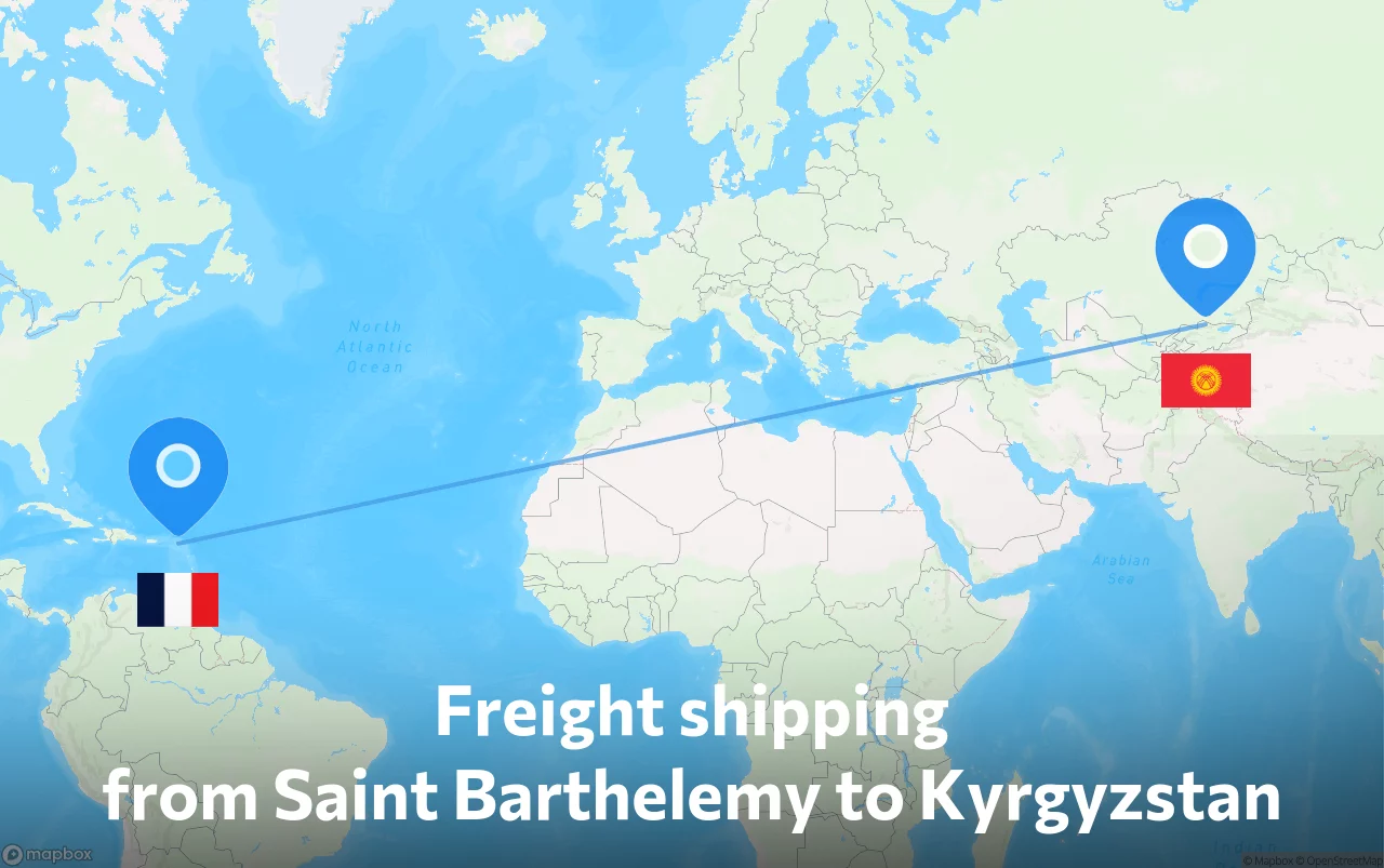 Shipping route from Saint Barthelemy to Kyrgyzstan