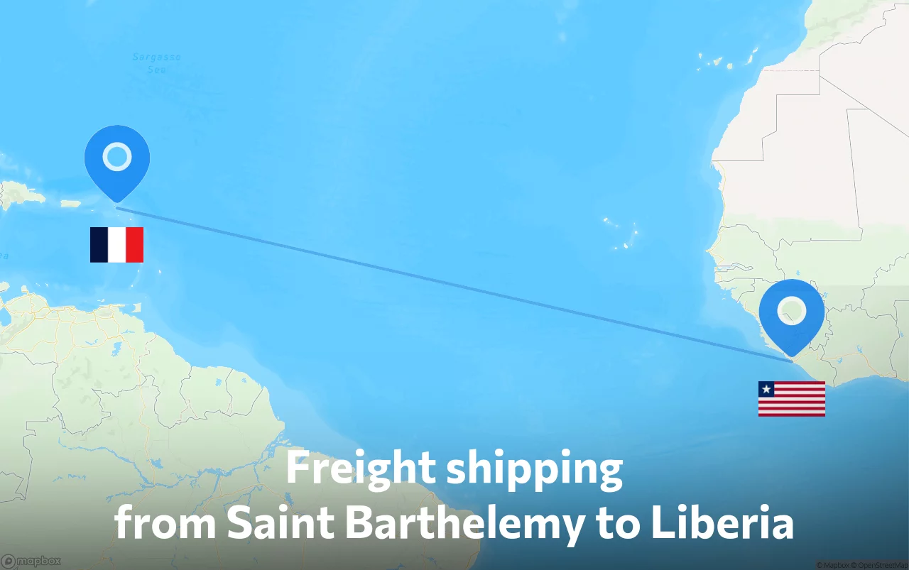 Shipping route from Saint Barthelemy to Liberia