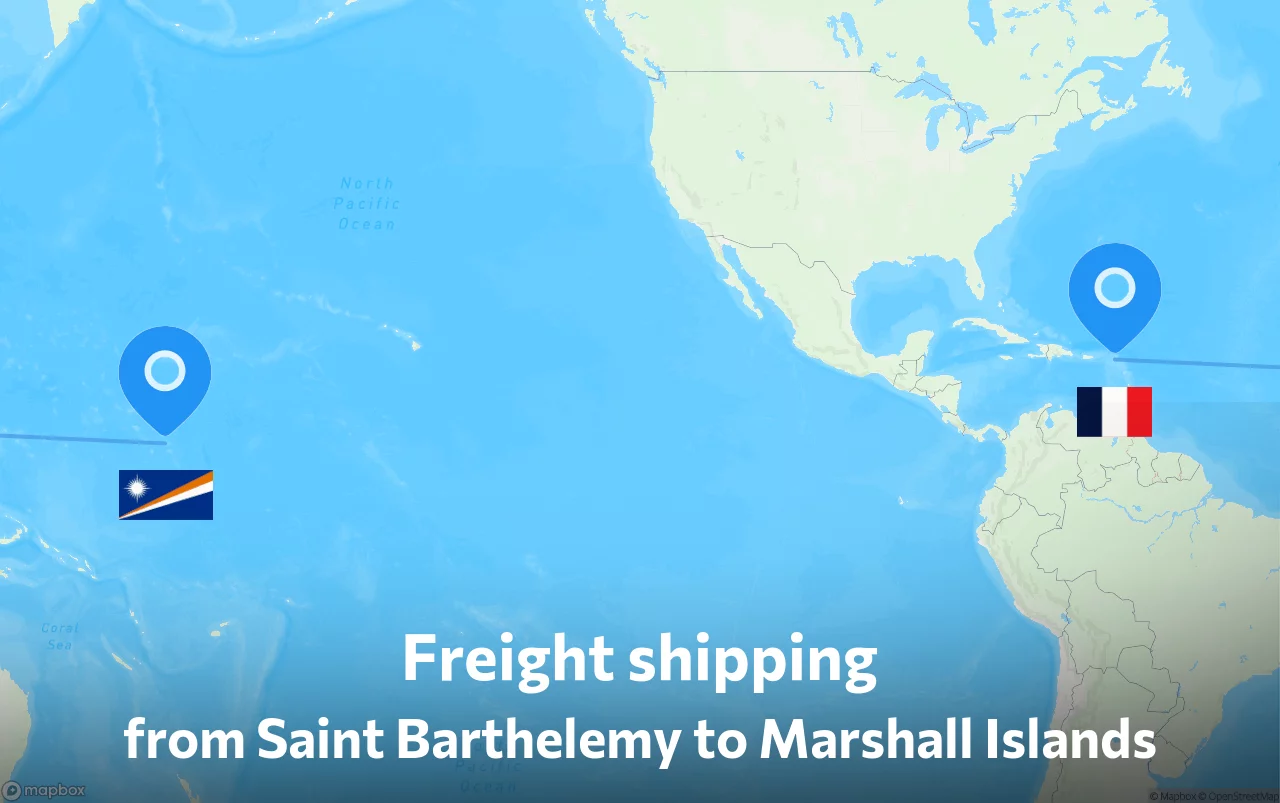 Shipping route from Saint Barthelemy to Marshall Islands