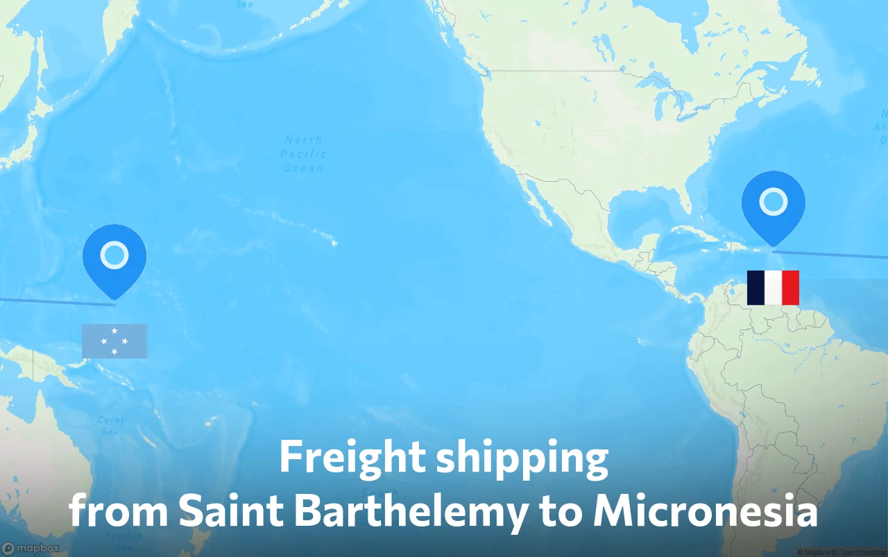 Shipping route from Saint Barthelemy to Micronesia