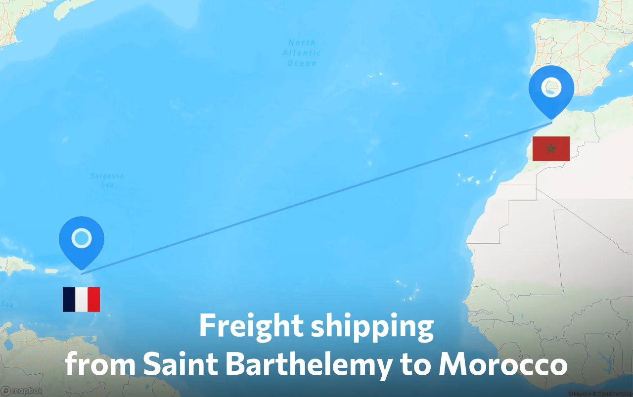 Shipping route from Saint Barthelemy to Morocco