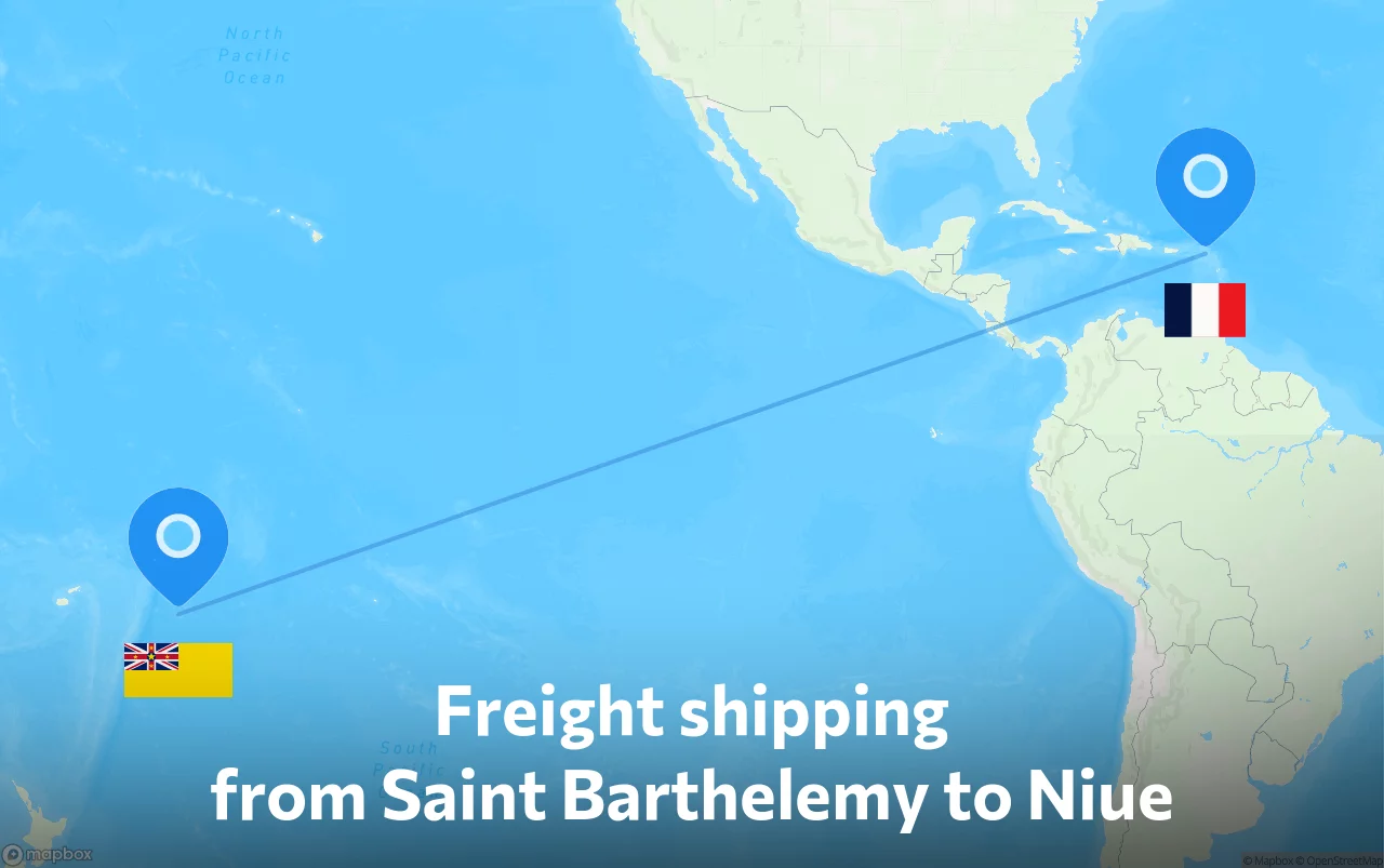 Shipping route from Saint Barthelemy to Niue