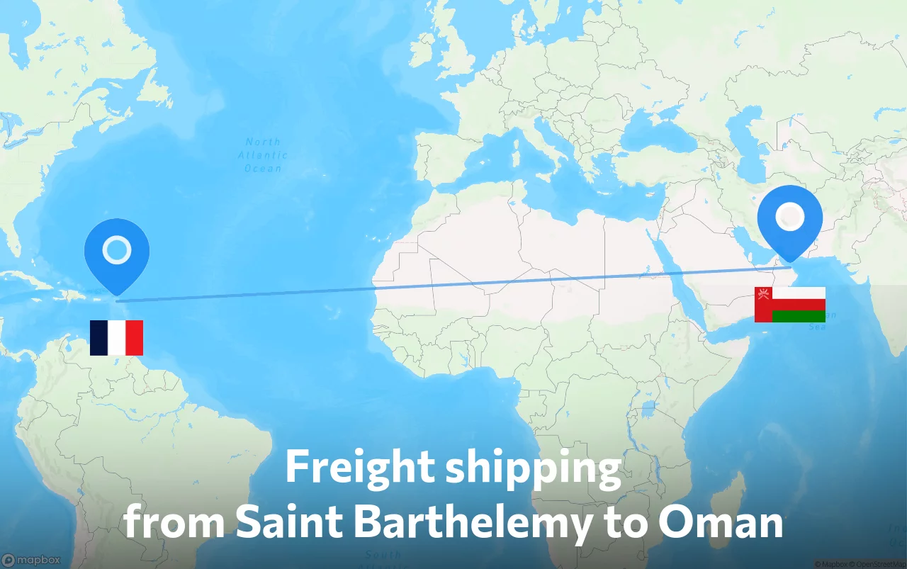 Shipping route from Saint Barthelemy to Oman