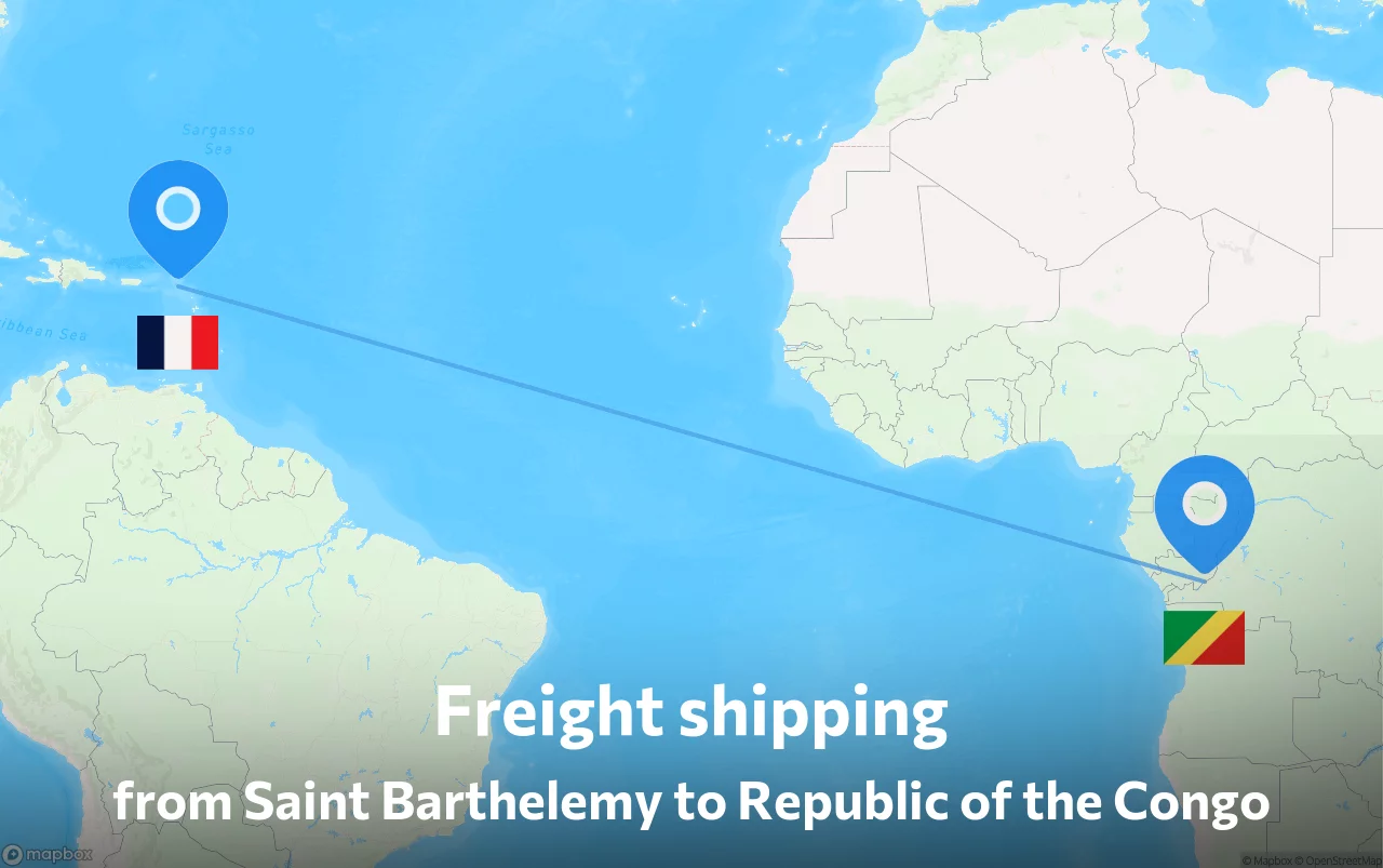Shipping route from Saint Barthelemy to Republic of the Congo
