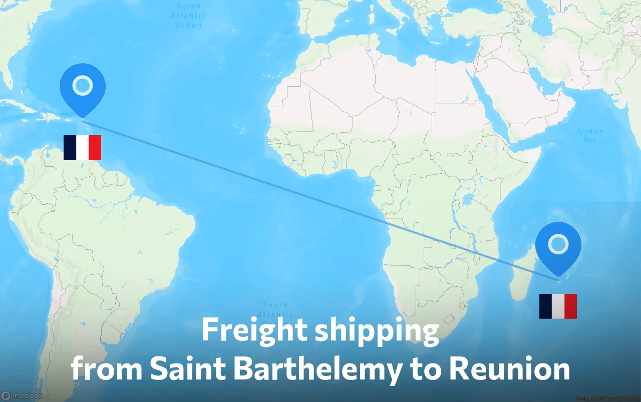 Shipping route from Saint Barthelemy to Reunion