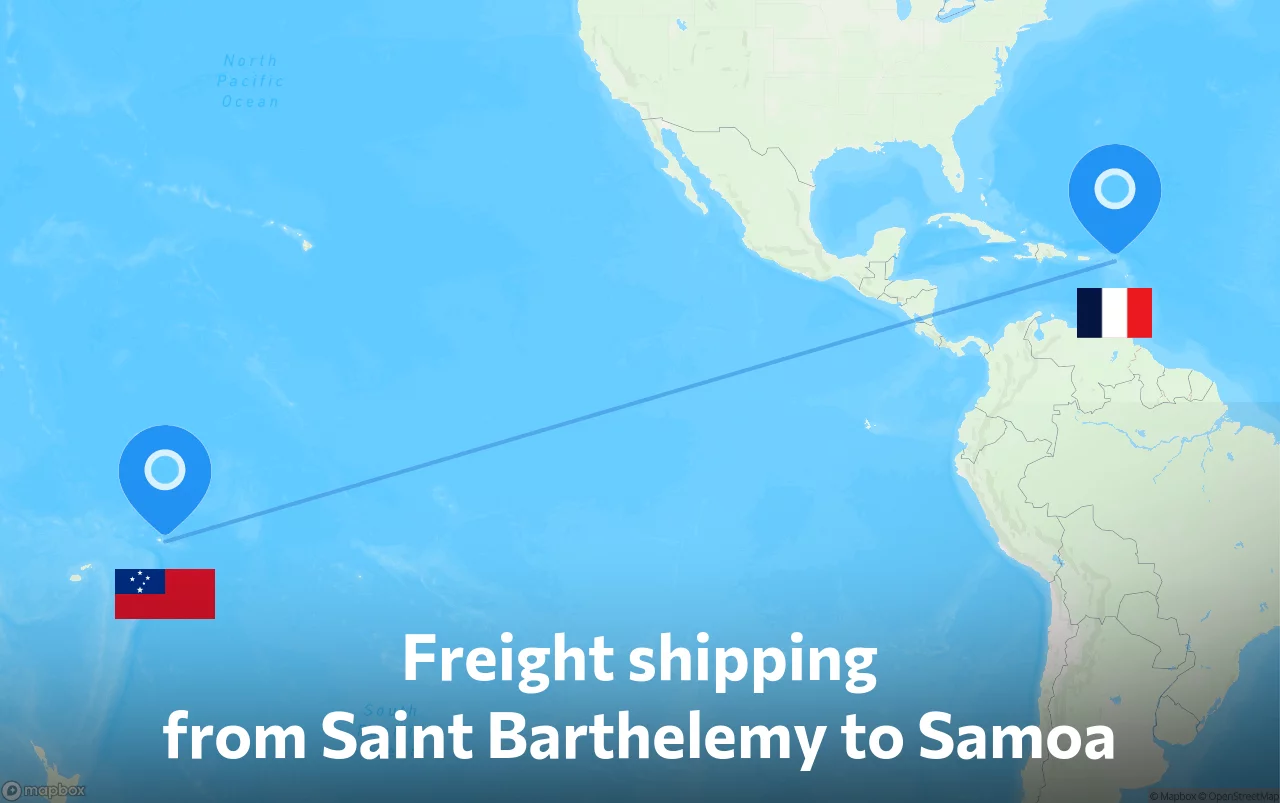 Shipping route from Saint Barthelemy to Samoa