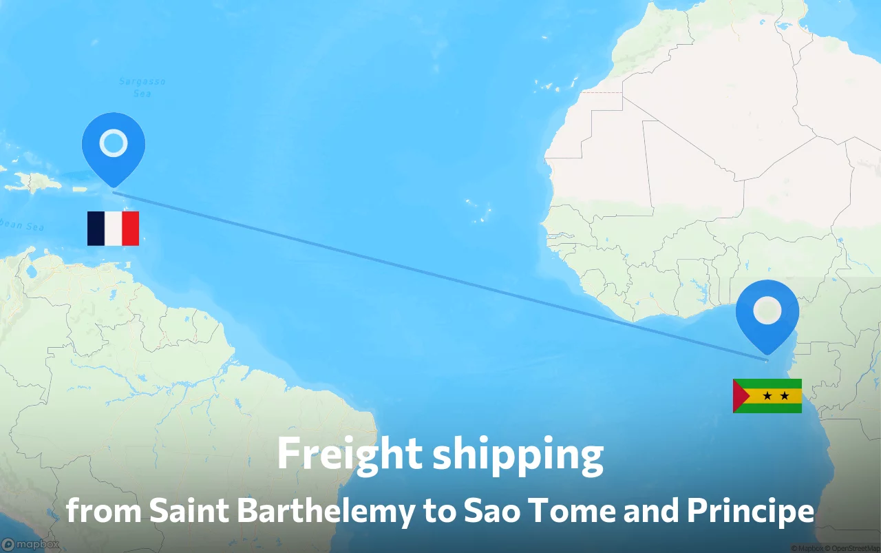 Shipping route from Saint Barthelemy to Sao Tome and Principe