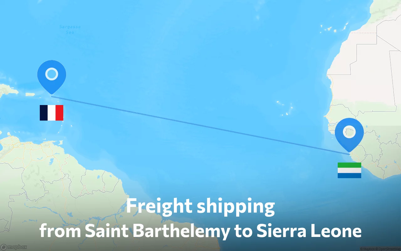 Shipping route from Saint Barthelemy to Sierra Leone