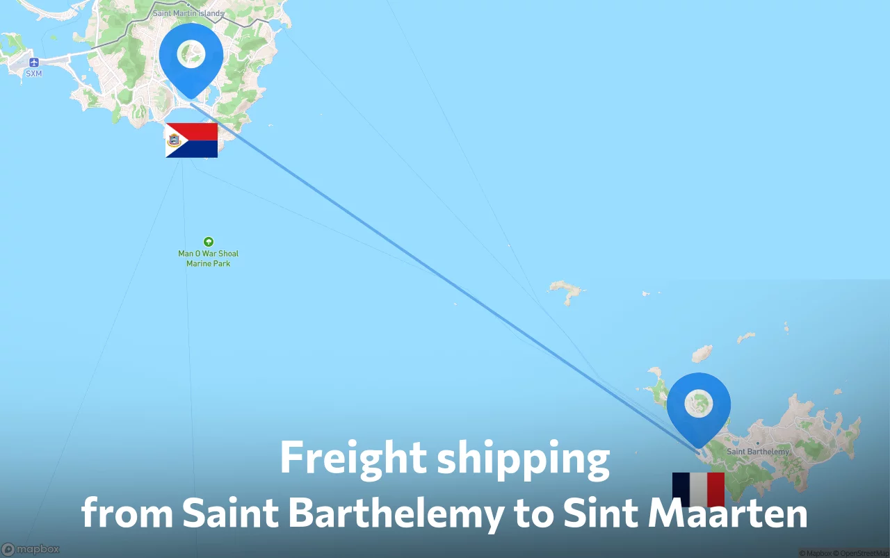 Shipping route from Saint Barthelemy to Sint Maarten
