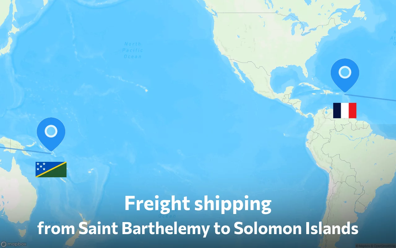 Shipping route from Saint Barthelemy to Solomon Islands