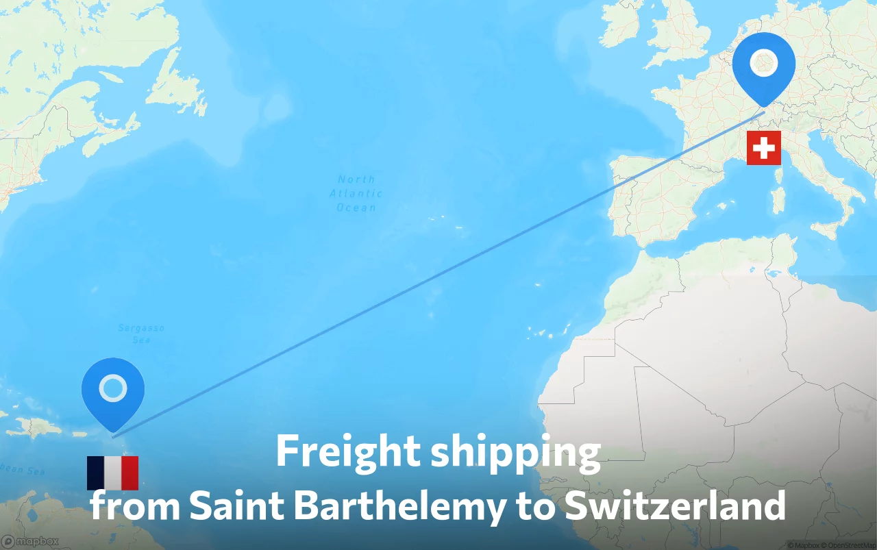 Shipping route from Saint Barthelemy to Switzerland