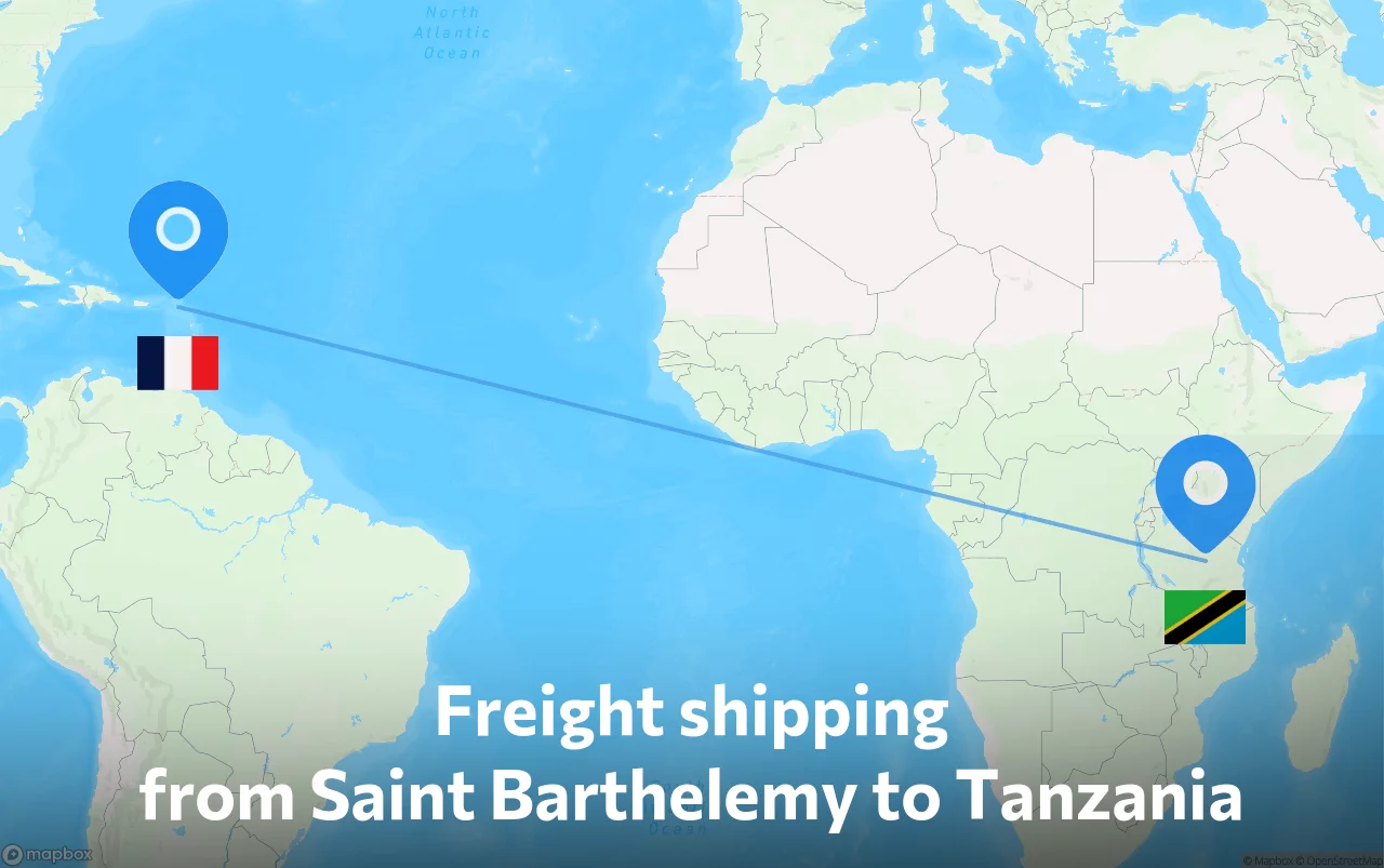 Shipping route from Saint Barthelemy to Tanzania