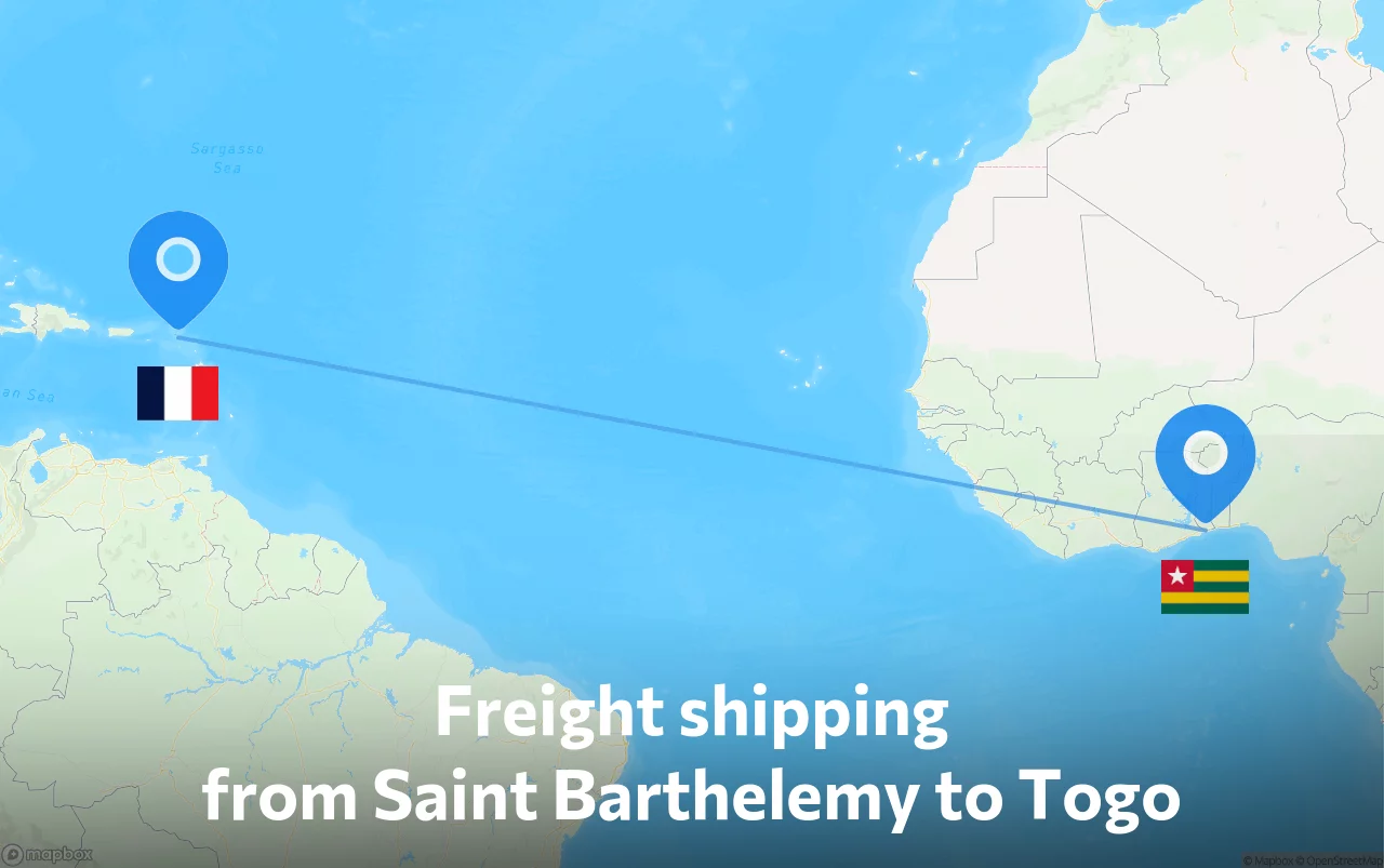 Shipping route from Saint Barthelemy to Togo
