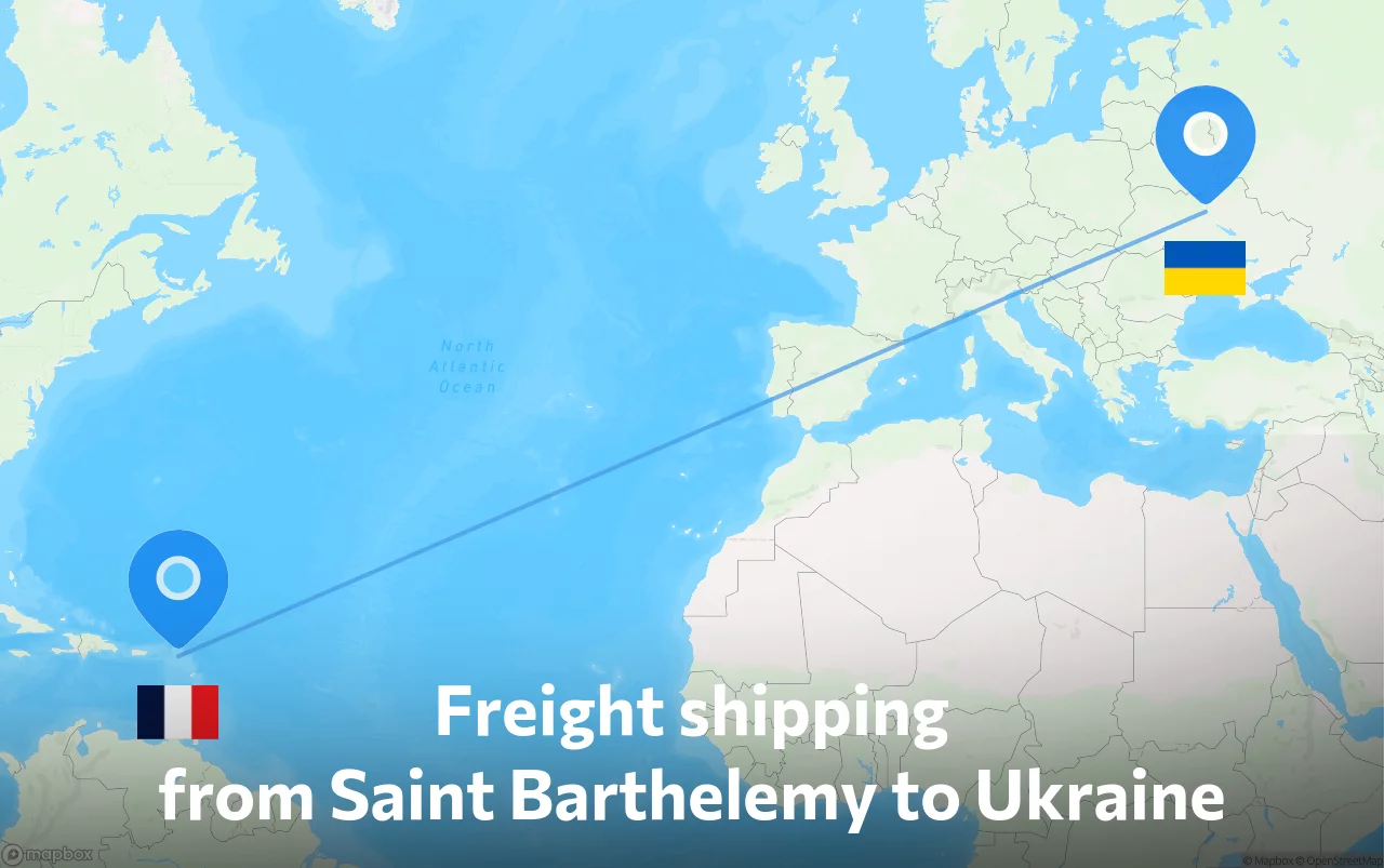 Shipping route from Saint Barthelemy to Ukraine