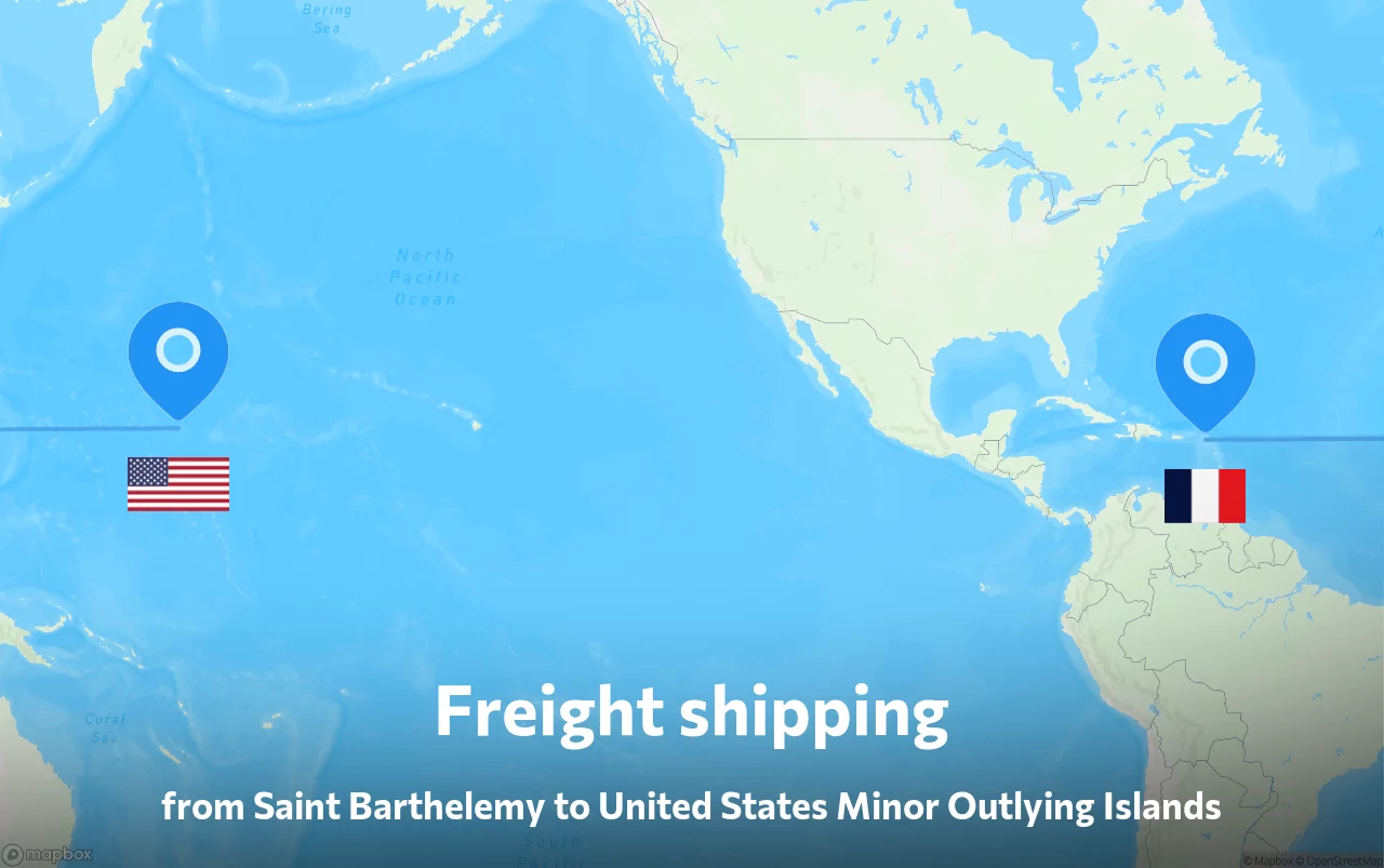 Shipping route from Saint Barthelemy to United States Minor Outlying Islands