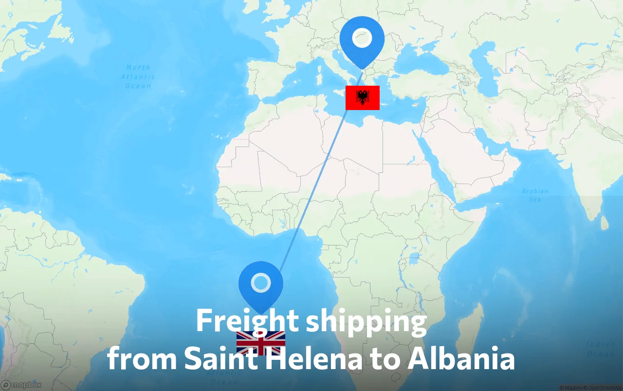 Shipping route from Saint Helena to Albania