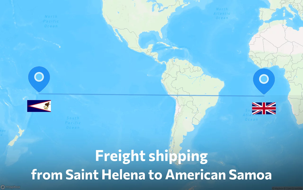 Shipping route from Saint Helena to American Samoa