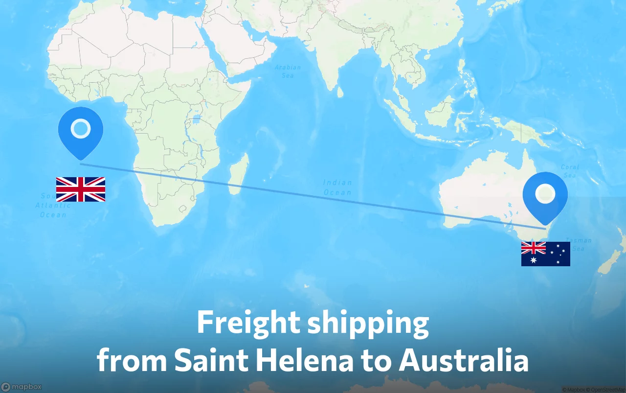 Shipping route from Saint Helena to Australia