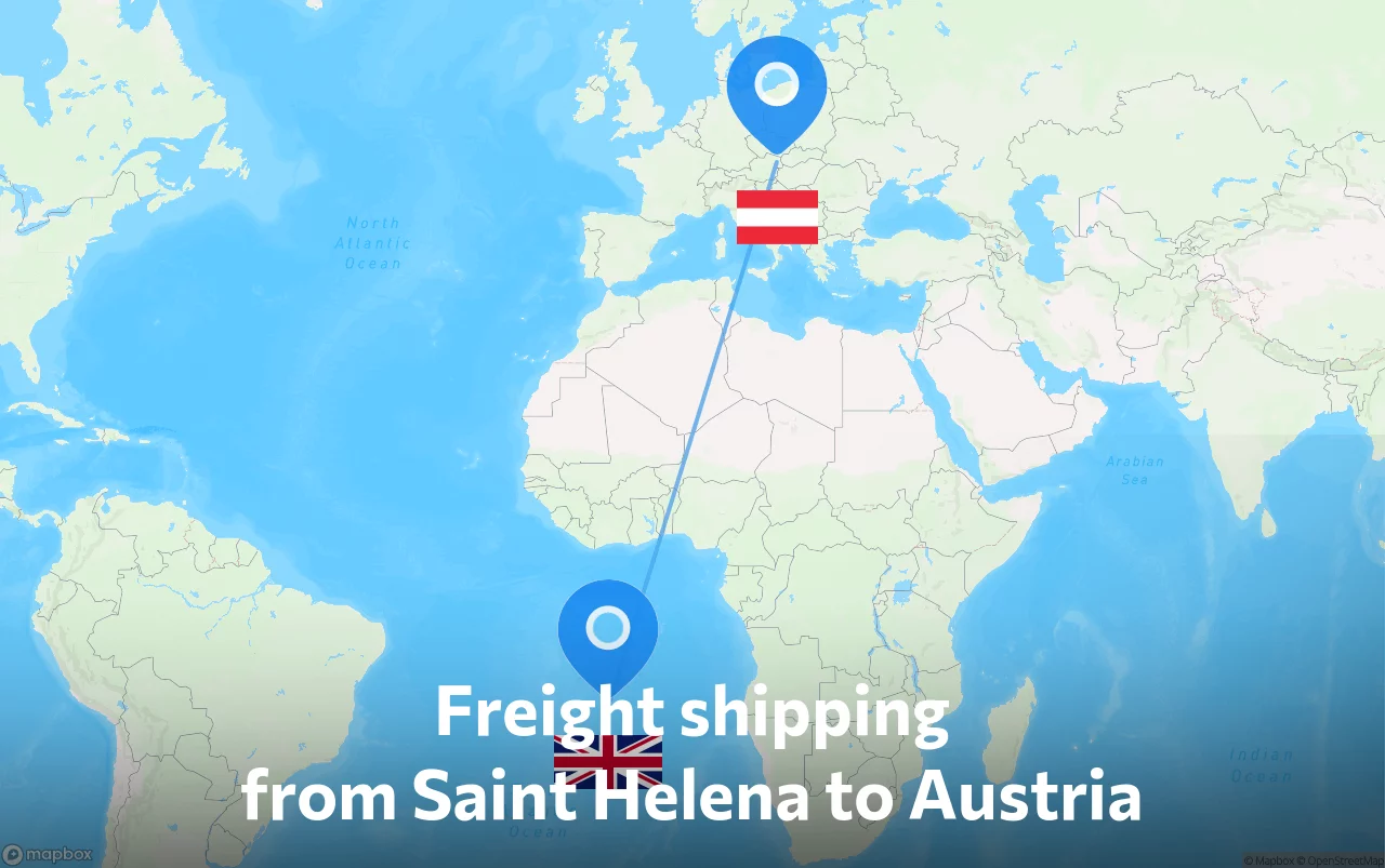 Shipping route from Saint Helena to Austria