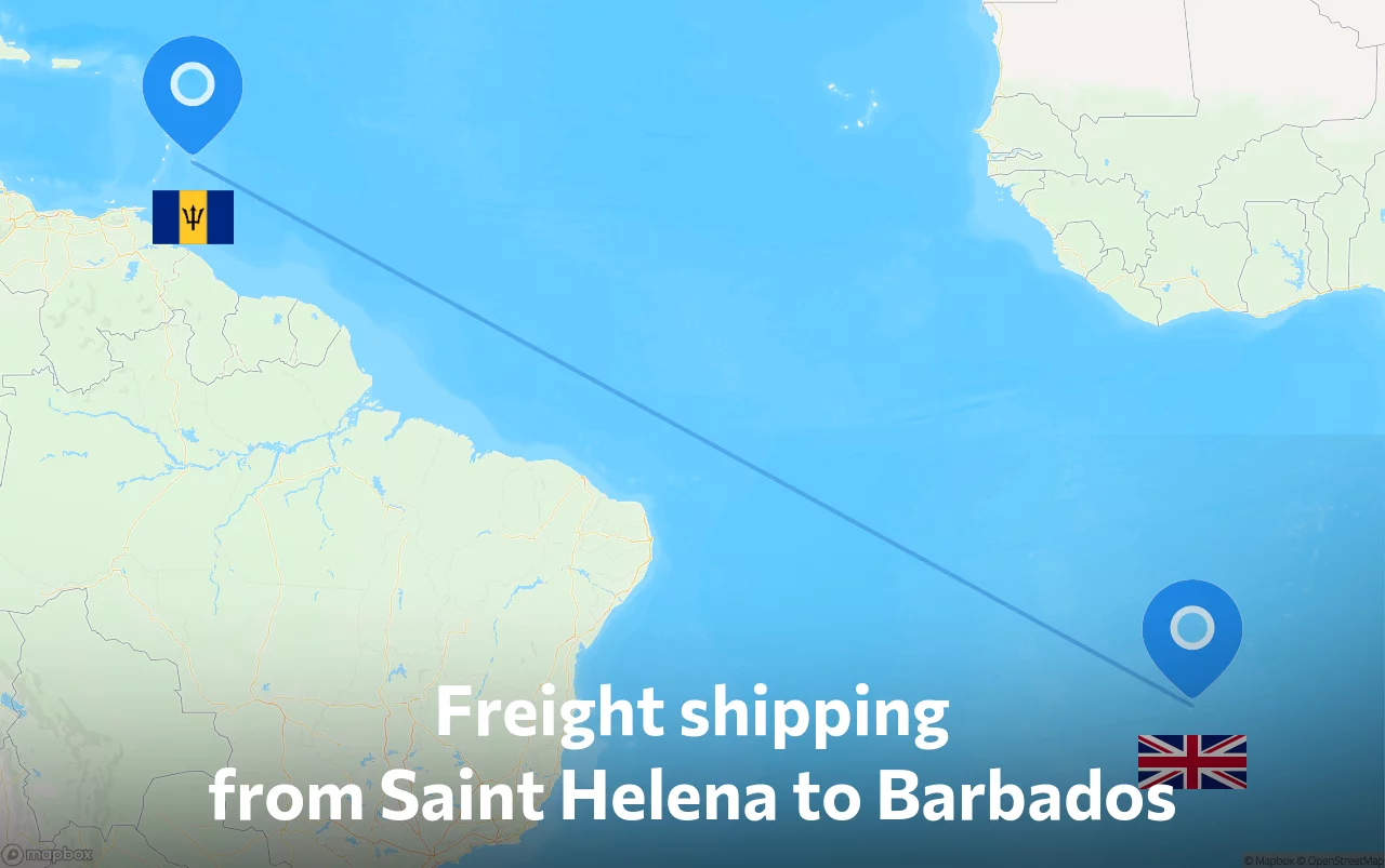 Shipping route from Saint Helena to Barbados