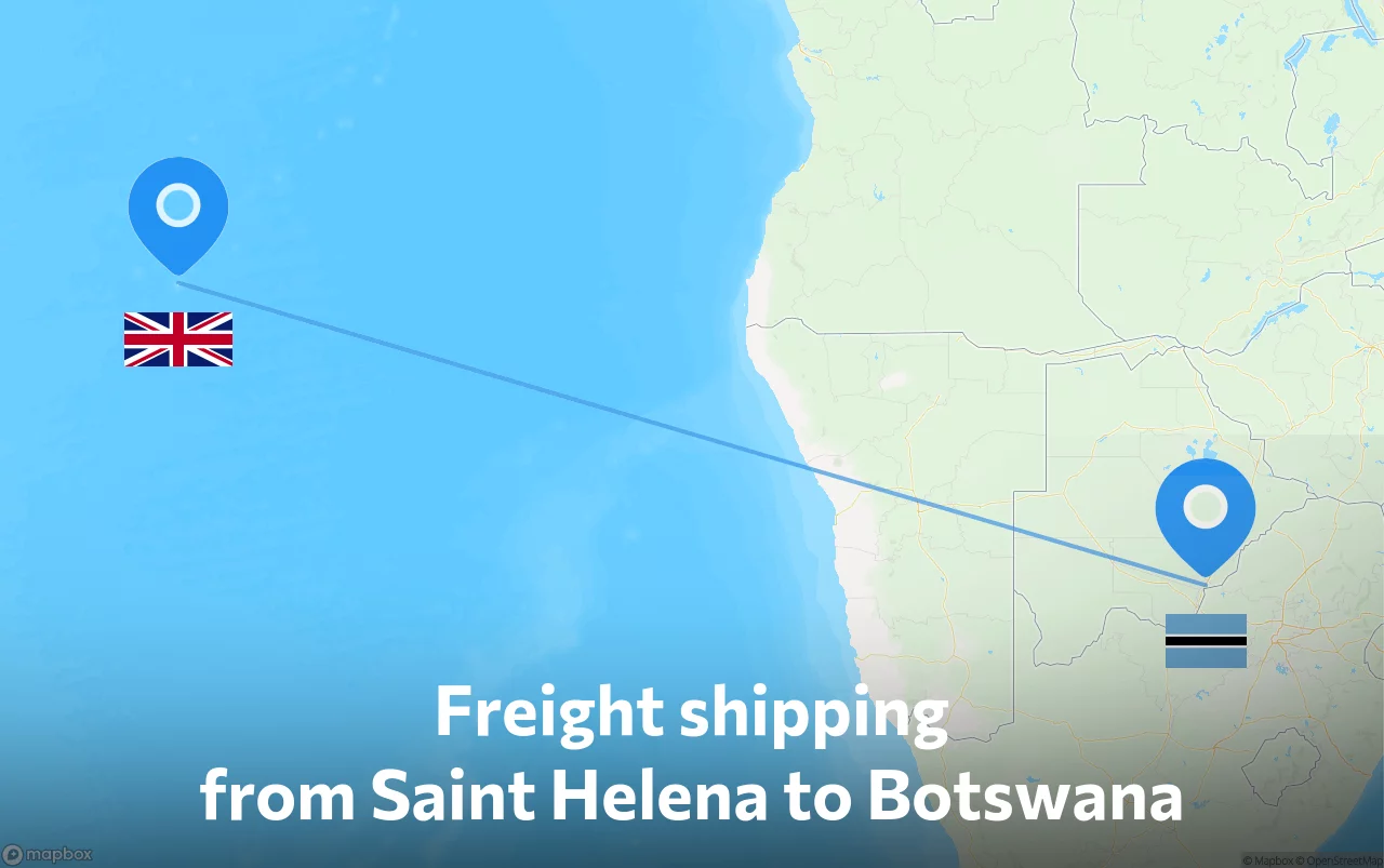 Shipping route from Saint Helena to Botswana