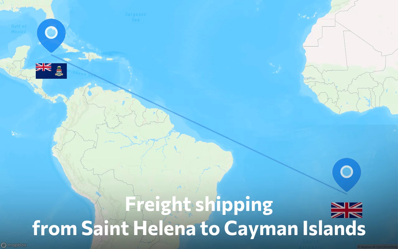 Shipping route from Saint Helena to Cayman Islands