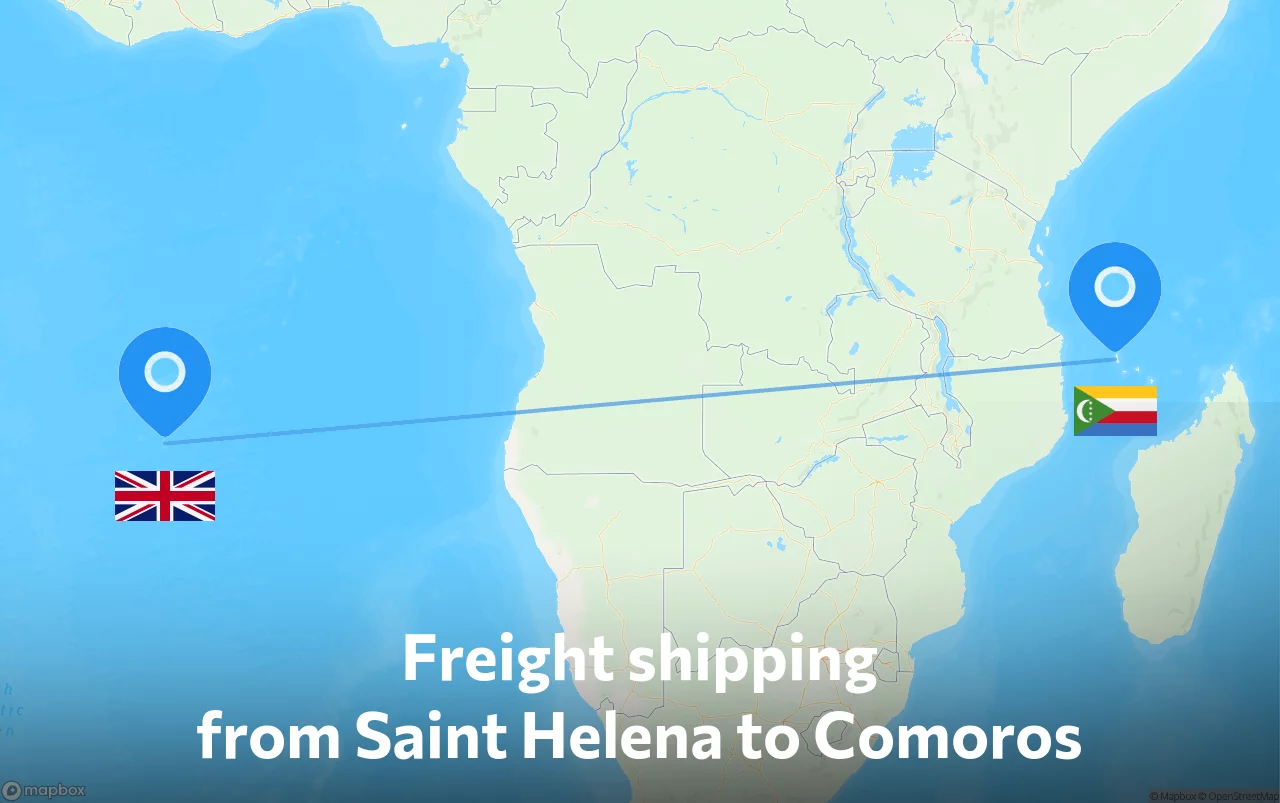 Shipping route from Saint Helena to Comoros
