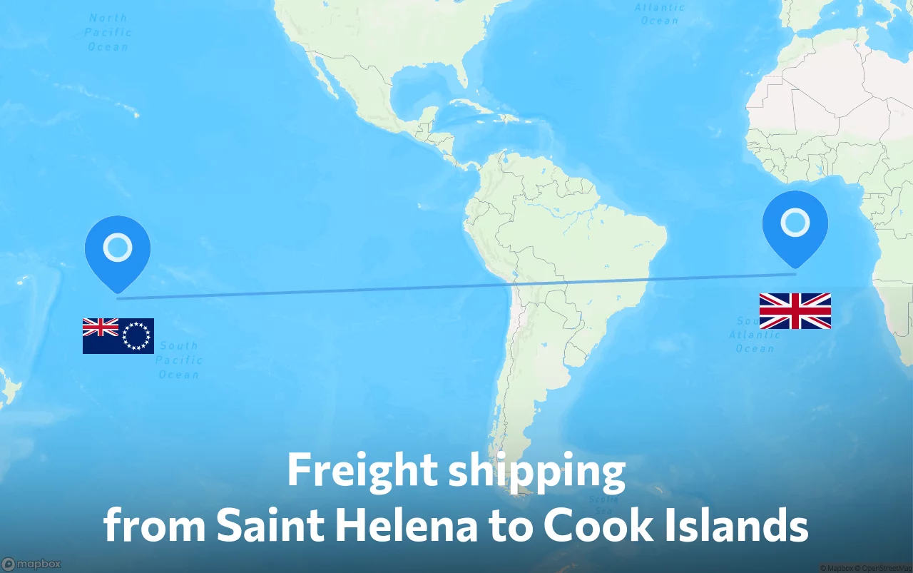 Shipping route from Saint Helena to Cook Islands