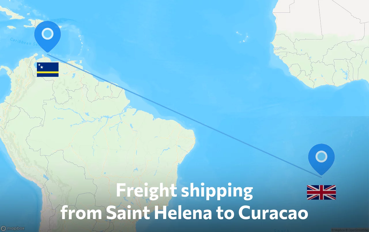 Shipping route from Saint Helena to Curacao